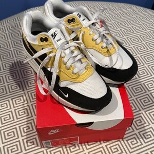 Nike Air Max White, Yellow, and Black Sneakers